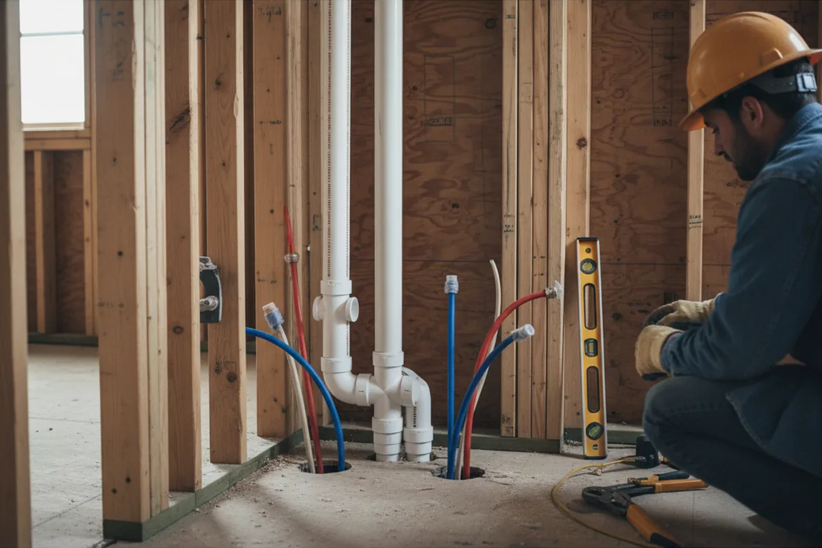 Drain and supply rough-in during Drain Cleaning in Barrington